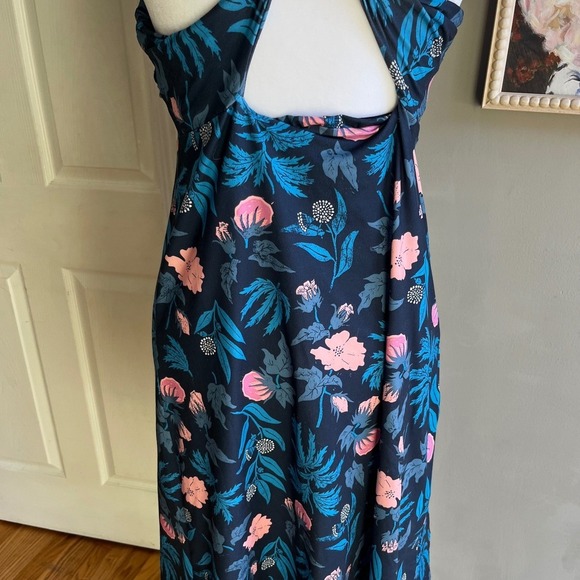 SOLD Patagonia Floral Halter Midi Dress Pink Blue Sleeveless Casual Athlesiure - Picture 7 of 13